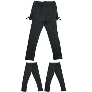 3 Pairs Little Girls Solid Comfort Stretch Soft Footless Leggings Pant Skirt Set